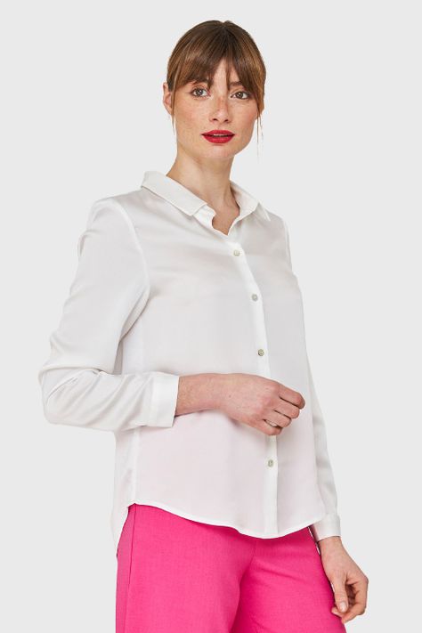 Blusa Camisera Tipo Satín Blanco Nicopoly-2