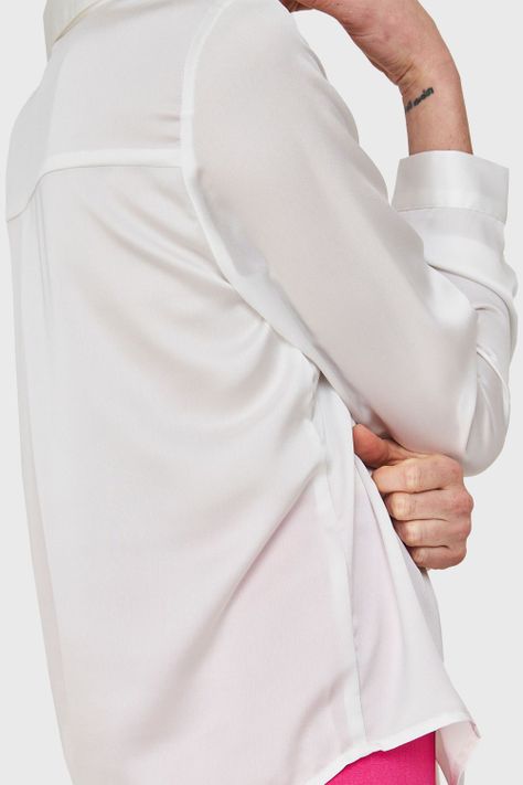Blusa Camisera Tipo Satín Blanco Nicopoly-5