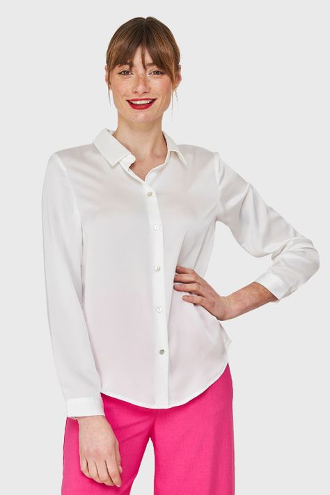 Blusa Camisera Tipo Satín Blanco Nicopoly-4