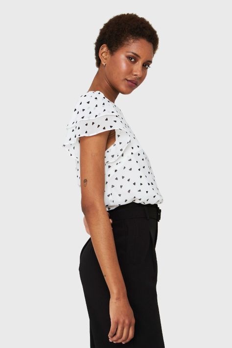 Blusa Print Corazones Blanco/Negro Nicopoly-2