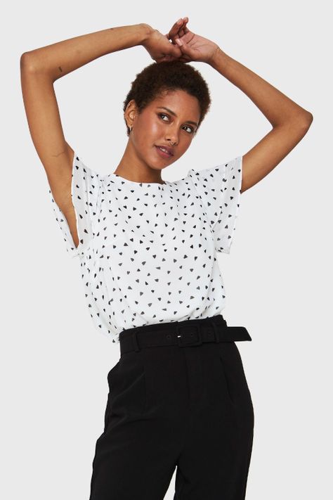Blusa Print Corazones Blanco/Negro Nicopoly-4