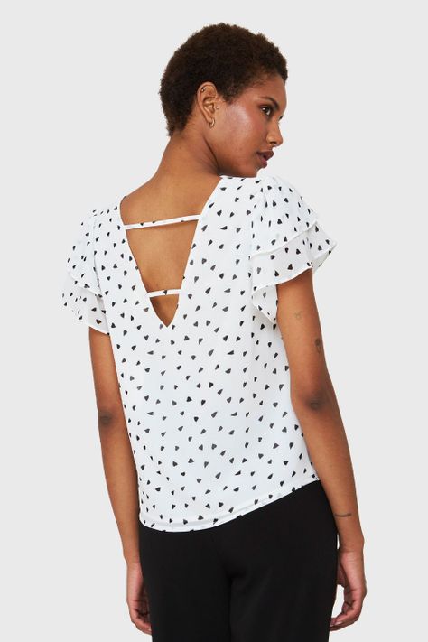 Blusa Print Corazones Blanco/Negro Nicopoly-3
