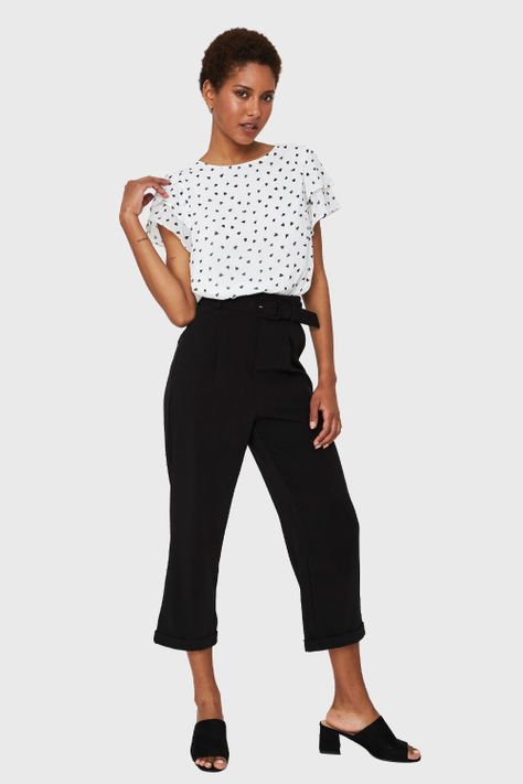 Blusa Print Corazones Blanco/Negro Nicopoly-1