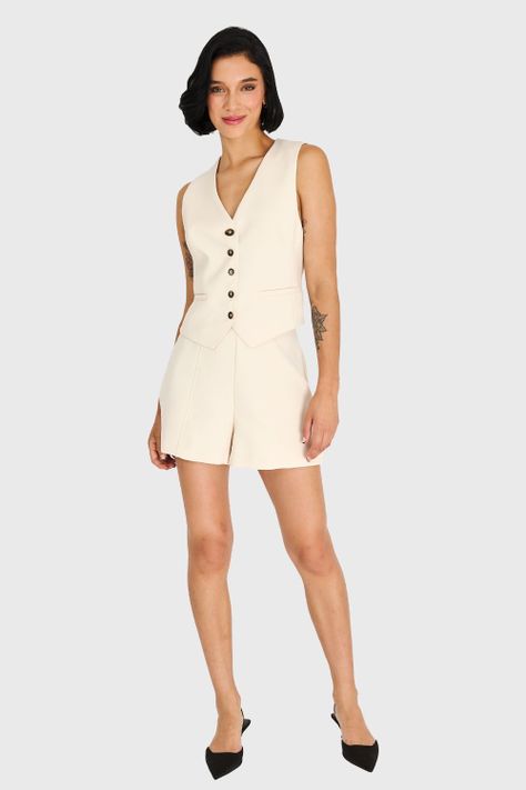 Short Básico Tiro Alto Beige Nicopoly-1