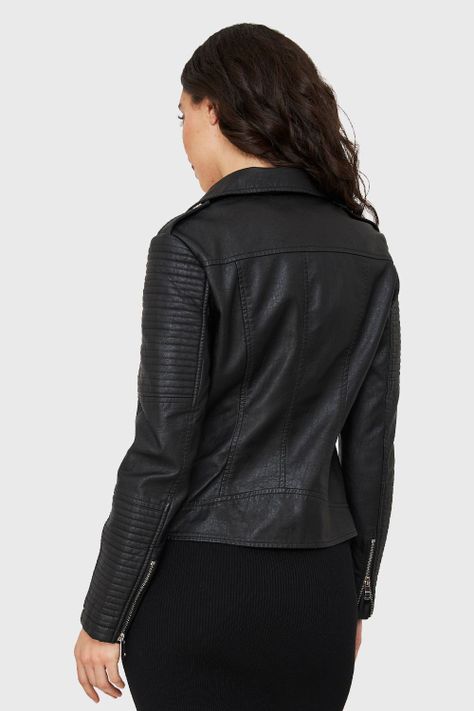 Chaqueta Tipo Biker Ecocuero Negro Nicopoly-3