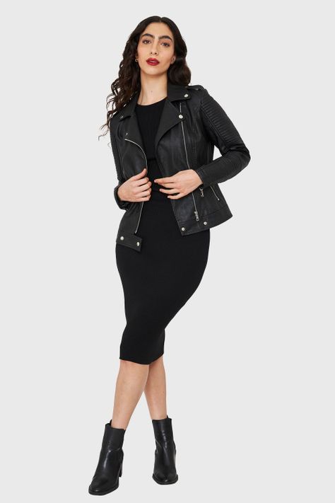 Chaqueta Tipo Biker Ecocuero Negro Nicopoly-1