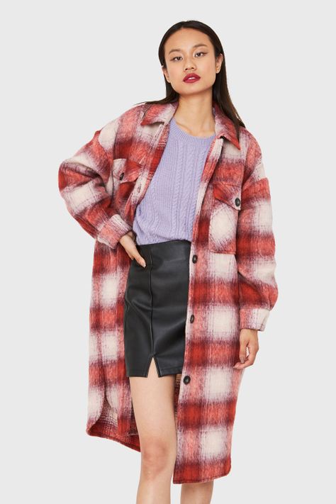 Abrigo Oversize Cuadrillé Rojo Nicopoly-0