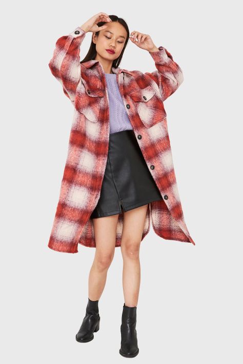 Abrigo Oversize Cuadrillé Rojo Nicopoly-1