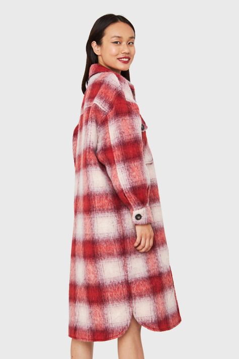 Abrigo Oversize Cuadrillé Rojo Nicopoly-3