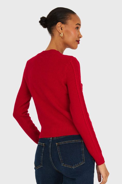 Sweater Diseño Trenzado Rojo Nicopoly-3