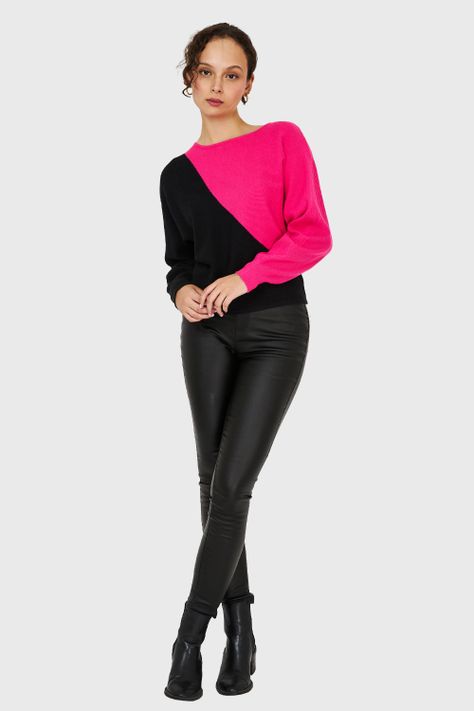 Sweater Color Block Fucsia Nicopoly-1