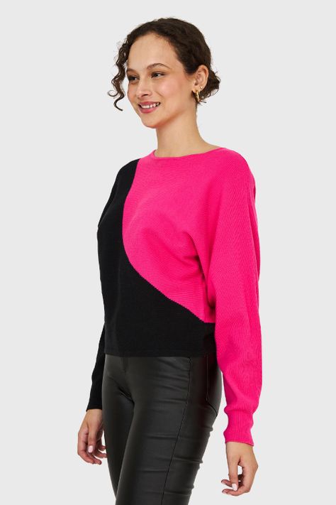 Sweater Color Block Fucsia Nicopoly-2
