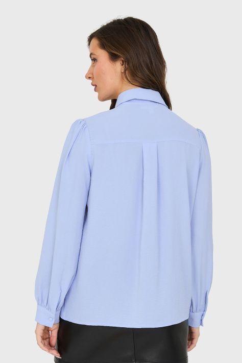 Blusa Con Lazo Desmontable Celeste Nicopoly-3