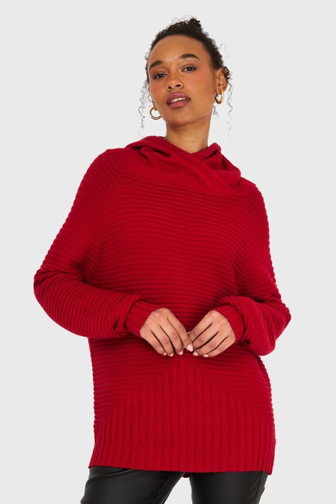 Sweater Canalé Cuello Tortuga Rojo Nicopoly-0