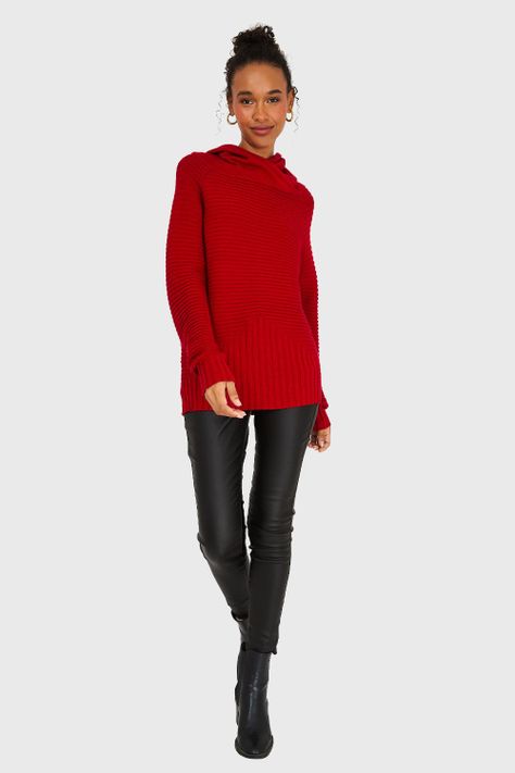 Sweater Canalé Cuello Tortuga Rojo Nicopoly-1