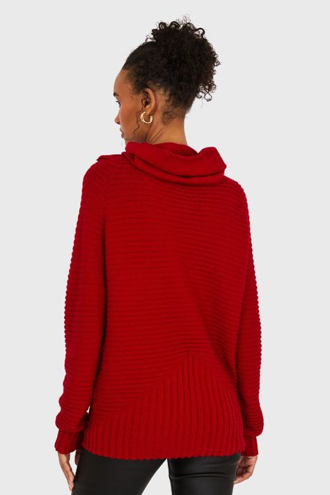 Sweater Canalé Cuello Tortuga Rojo Nicopoly-3