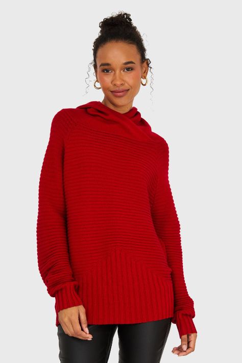 Sweater Canalé Cuello Tortuga Rojo Nicopoly-4