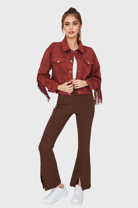 Chaqueta Tipo Gamuza Flecos Óxido Nicopoly-1
