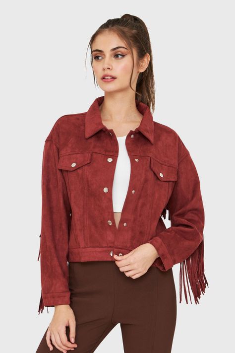 Chaqueta Tipo Gamuza Flecos Óxido Nicopoly-4