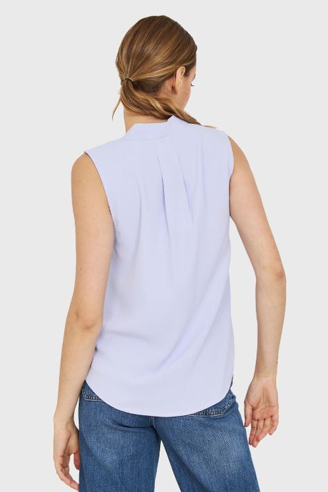 Blusa Escote V Sin Mangas Celeste Nicopoly-3