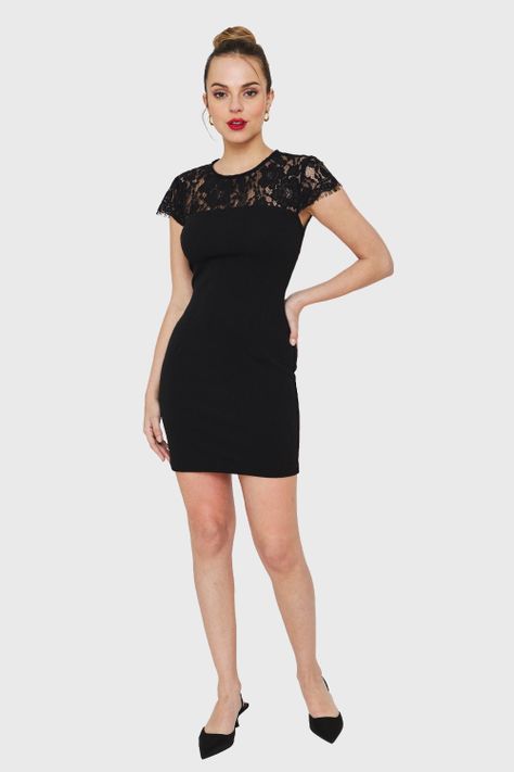 Vestido Encaje Escote Espalda Negro Nicopoly-1