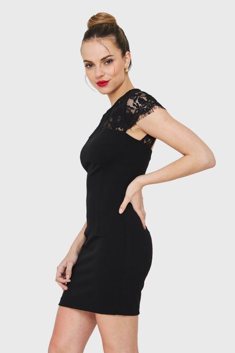 Vestido Encaje Escote Espalda Negro Nicopoly-2