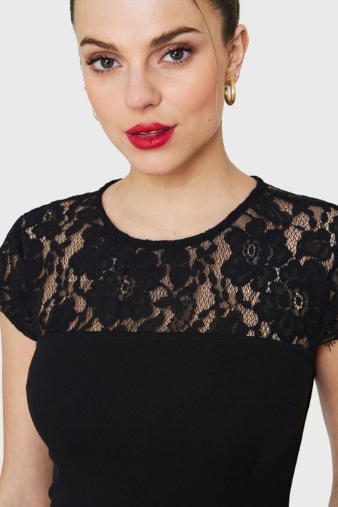 Vestido Encaje Escote Espalda Negro Nicopoly-5