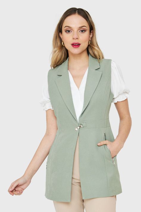 Blazer Sin Mangas Verde Nicopoly-0