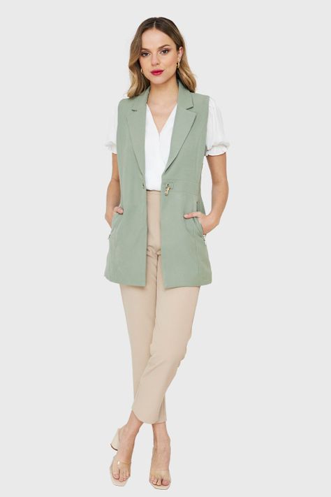 Blazer Sin Mangas Verde Nicopoly-1