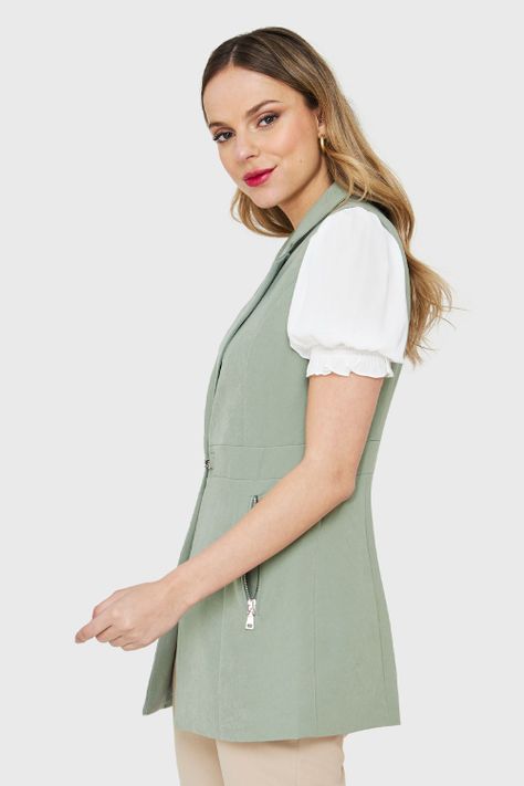 Blazer Sin Mangas Verde Nicopoly-2