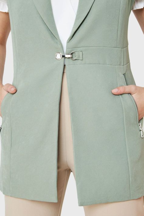 Blazer Sin Mangas Verde Nicopoly-5