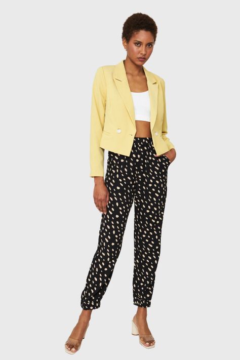Blazer Crop Cruzado Amarillo Nicopoly-1