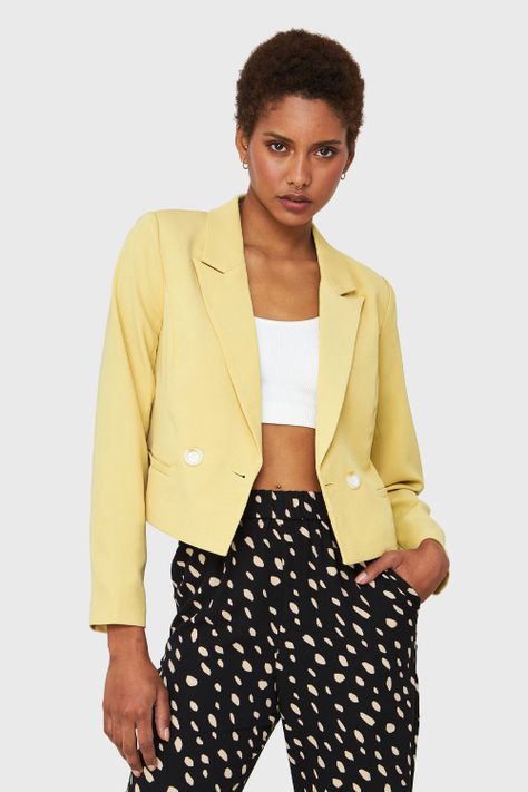 Blazer Crop Cruzado Amarillo Nicopoly-0