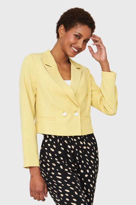 Blazer Crop Cruzado Amarillo Nicopoly-4