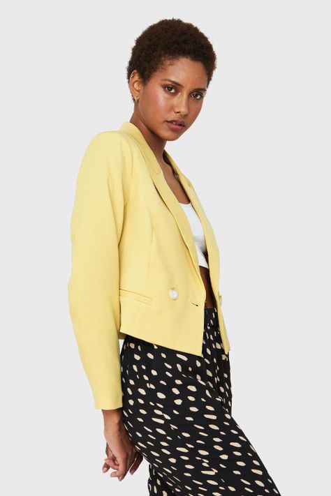 Blazer Crop Cruzado Amarillo Nicopoly-2