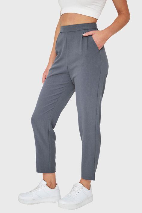 Pantalón Tiro Alto Gris Nicopoly-2