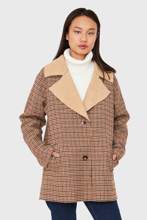 Chaqueta Pied De Poule Beige/Burdeos Nicopoly-4