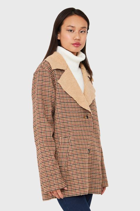 Chaqueta Pied De Poule Beige/Burdeos Nicopoly-2