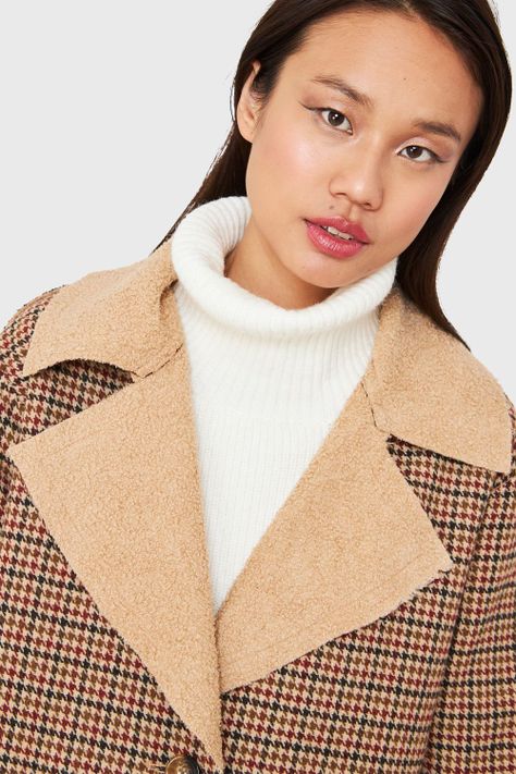 Chaqueta Pied De Poule Beige/Burdeos Nicopoly-5