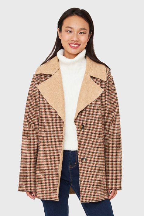 Chaqueta Pied De Poule Beige/Burdeos Nicopoly-0
