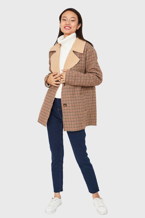 Chaqueta Pied De Poule Beige/Burdeos Nicopoly-1