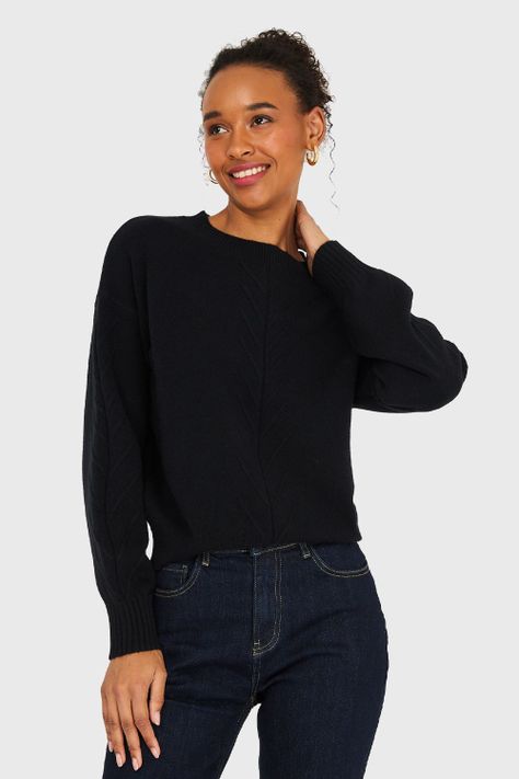 Sweater Diseños Espigas Negro Nicopoly-0