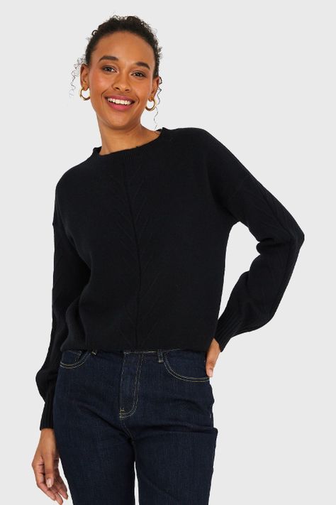 Sweater Diseños Espigas Negro Nicopoly-4