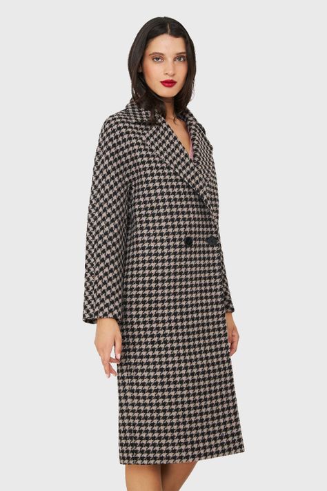 Abrigo Oversize Pied De Poule Khaki Nicopoly-2