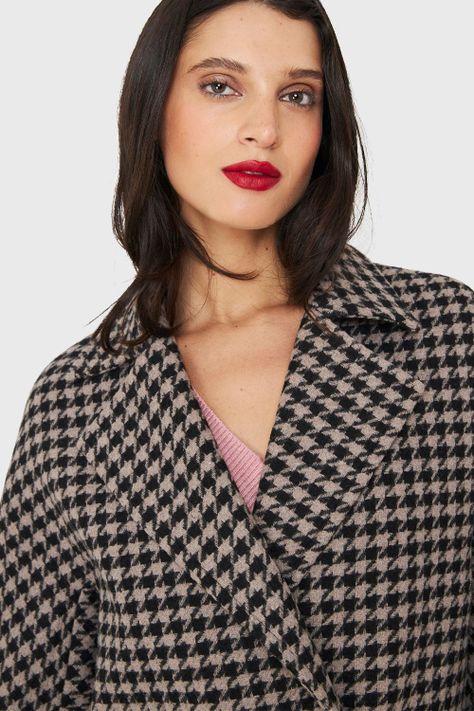 Abrigo Oversize Pied De Poule Khaki Nicopoly-5