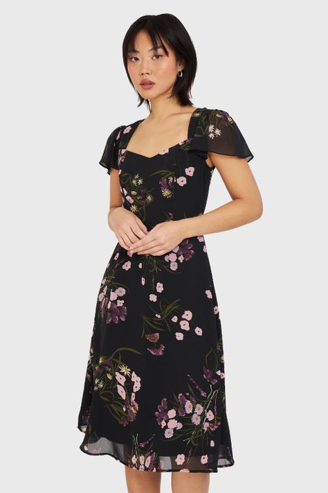 Vestido Escote Semi Corazón Negro Nicopoly-0