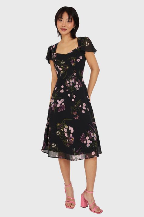 Vestido Escote Semi Corazón Negro Nicopoly-1