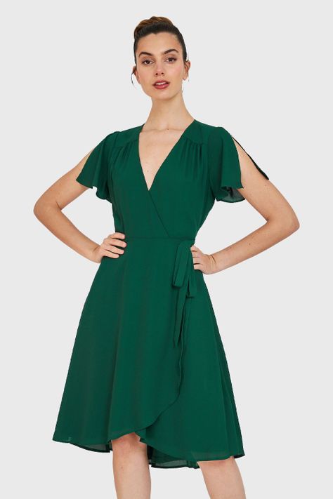 Vestido Envolvente Lazo Verde Oscuro Nicopoly-0