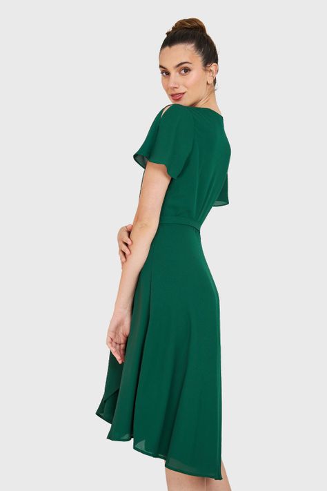 Vestido Envolvente Lazo Verde Oscuro Nicopoly-3