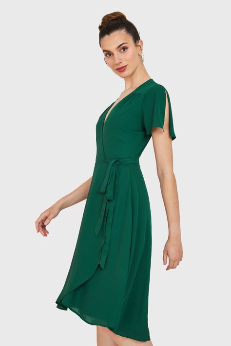 Vestido Envolvente Lazo Verde Oscuro Nicopoly-2